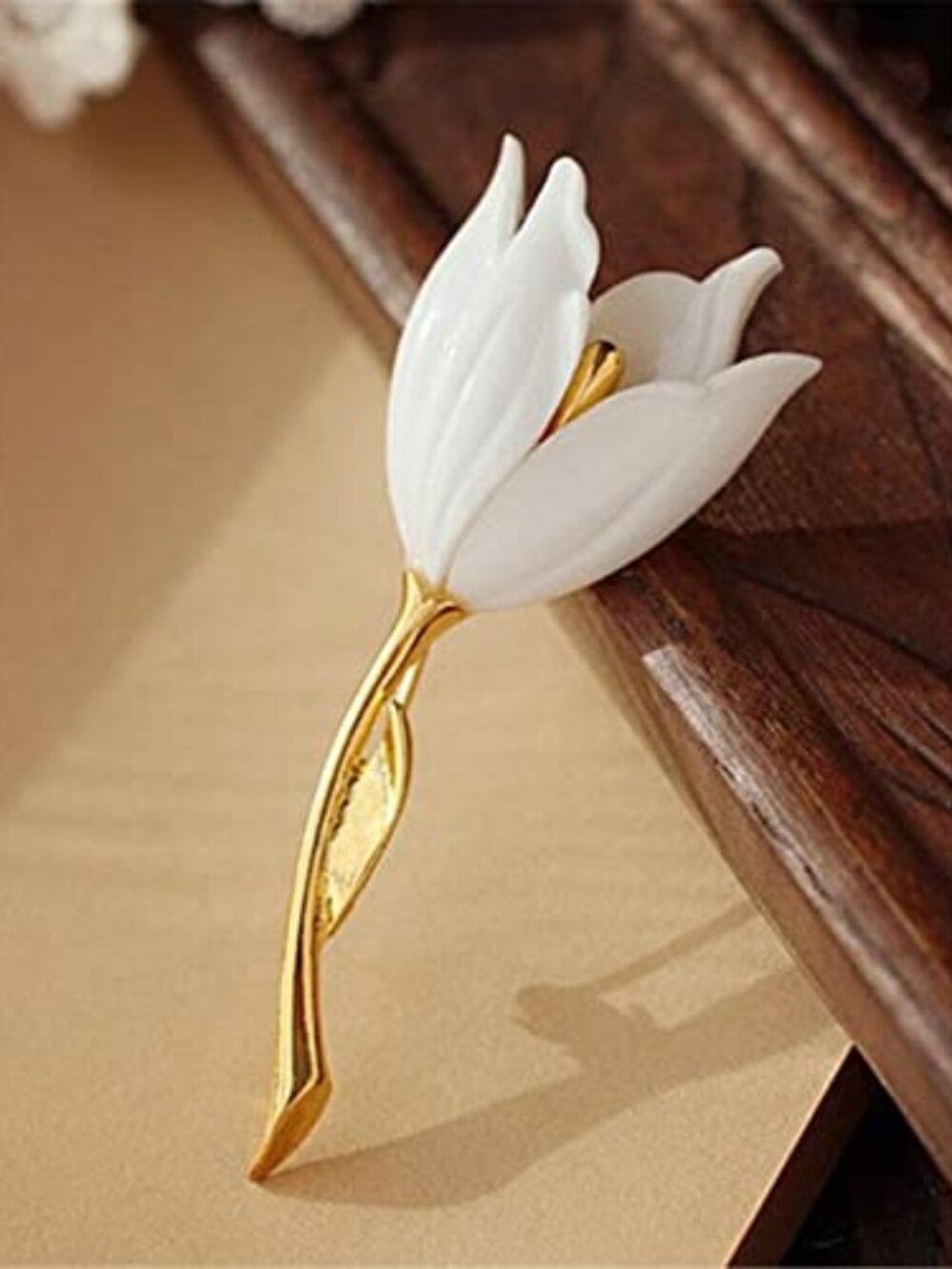 New - Tulip Brooch Women Gold Plated Alloy Resin Corsage Jewelry Gift Brooch